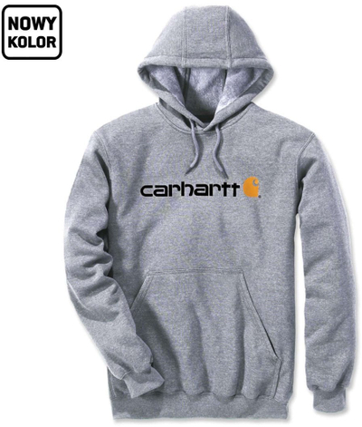 Bluzë me kapuç Carhartt Signature Logo, XXL, pambuk, gri e çelët