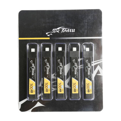 Bateri LiPo Tattu, 300mAh 3.8V 75C 1S1P HV, e zezë