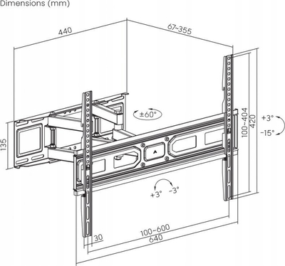 Mbajtëse muri TV Reflecta PLEXO 80-6040T, 37"-80", 40kg, e zezë