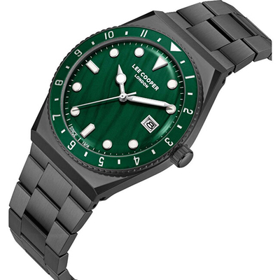 Orë dore meshkuj Lee Cooper LC08284.070, 39mm, rrip metalik, e zezë