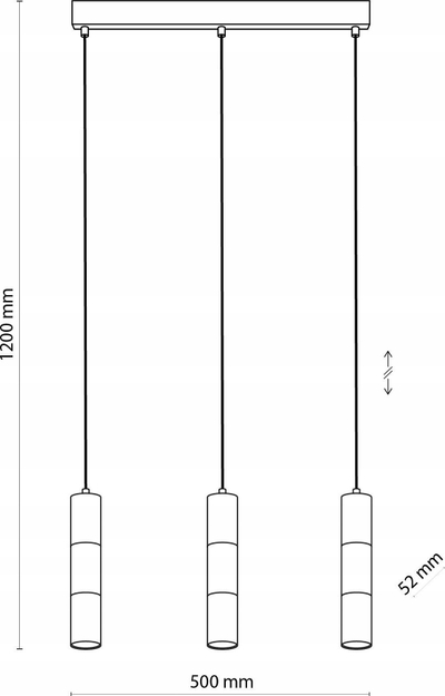Llambadar varëse TK Lighting Vivien 4757, me 3 llampa GU10, metalik, i zi me ari