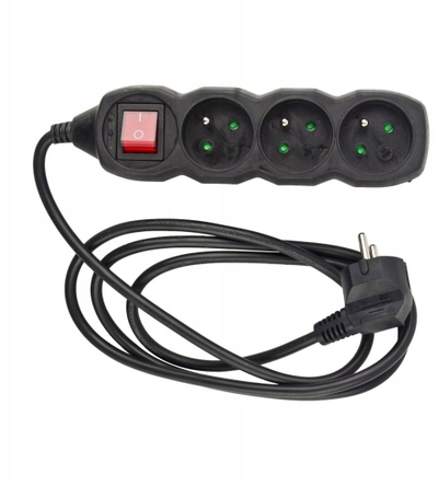 Rrypator Düwi Power Strip 230 V, 3 porta, kabllo 1.5 m, i zi