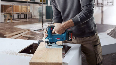 Sharrë orbitale me aku Bosch GST 185-LI, 18V, pa kabllo, blu