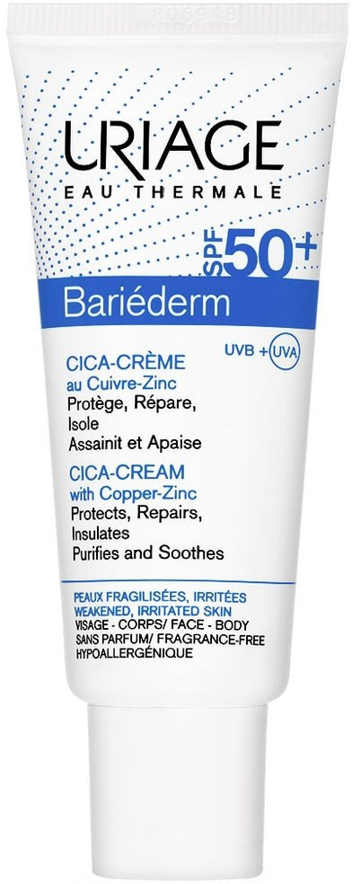 Krem rigjenerues për fytyrë Uriage Bariéderm Cica-Cream, SPF50+, 40ml, i bardhë