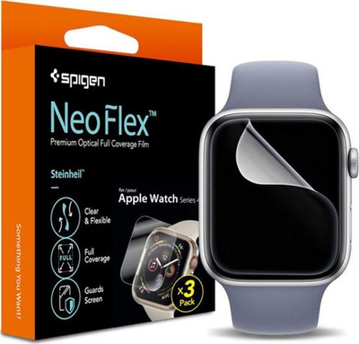 Folie mbrojtëse Spigen Neo Flex, Apple Watch 4 40mm, set me 3 copë, transparente