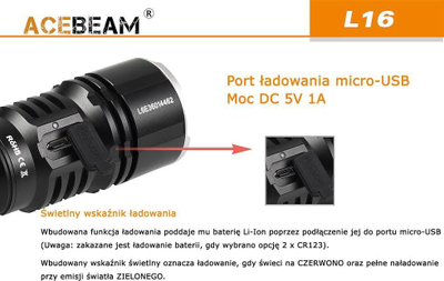 Elektrik dore Acebeam L16, 2000 lumene, LED XHP35, i zi