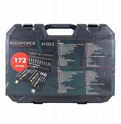 Set veglash Rockforce 41241, 172 copa, 1/4" 3/8" 1/2", në kuti
