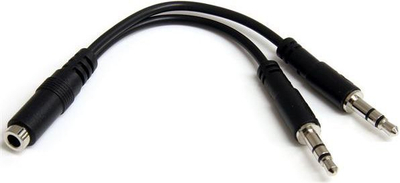 Kabllo StarTech Jack 3.5mm - Jack 3.5mm x2, 0.2 m, e zezë (MUYHSFMM)
