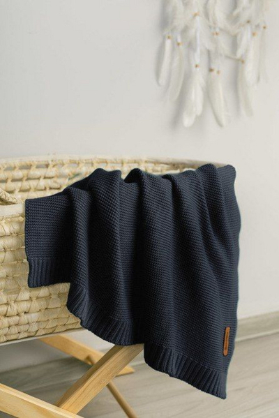 Batanije për bebe Sensillo Bamboo Cotton, 80x100 cm, blu navy