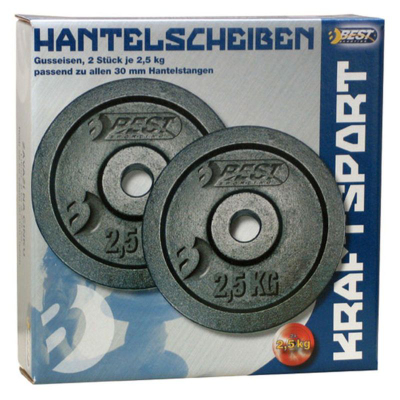 Disqe peshe Best Sporting, 2x2.5kg, gize, vrimë 30mm, të zeza