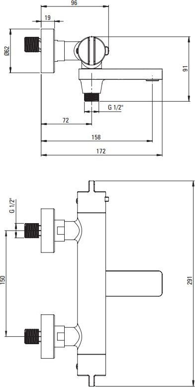 Rubinet vaskë Deante Thermostatic, termostatik, me veshje Titanium, ngjyrë grafit