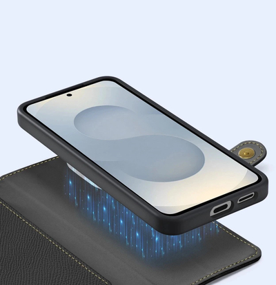Kapak telefoni Dux Ducis Lawa Series MagSafe, Samsung Galaxy S25 Edge, lëkurë sintetike, i zi