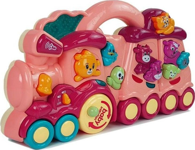 Lodër lokomotivë interaktive Leantoys Baby Imitation, me tinguj, për kalamaj 12m+, rozë