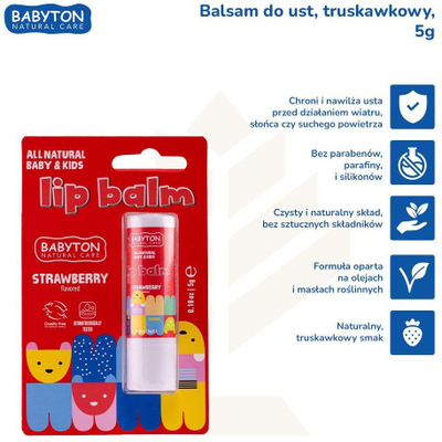 Balsam për buzë Babyton, luleshtrydhe, 5 g