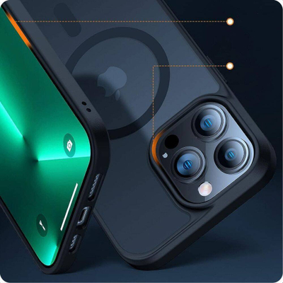 Mbrojtëse telefoni Tech-Protect Magmat MagSafe për iPhone 11, transparente, me buzë të zeza