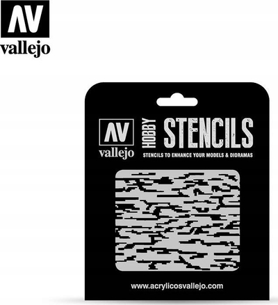 Shabllon Vallejo STCAM004 Pixelated Modern Camo, shumëpërdorimësh, transparent
