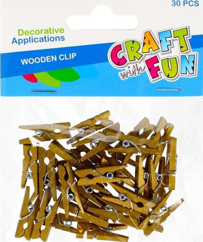 Kapëse letre për zbukurime Craft with Fun CF Decoration, druri, set me 30 copë, ngjyrë ari