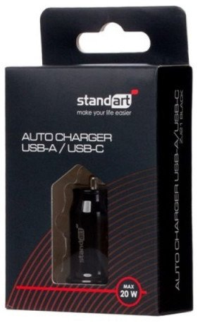 Полнач за автомобил Standard GT-ZJ21, 20W, USB A и USB C, црн