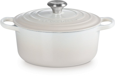 Tenxhere gize Le Creuset Signature Round Dutch Oven, 4.5L, me smalt, e bardhë Meringue