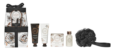 Комплет за тело The Luxury Bathing Company Rose & Geranium, гел за туширање 50 мл + крем за тело 50 мл + крем за раце и нокти 50 мл + перли за капење 80 г + сунѓер
