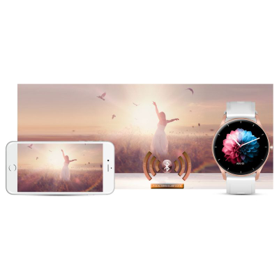 Smartwatch Gravity GT2 5, ekran 1.28" IPS, IP67, rozë gold me rrip gri