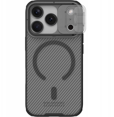 Kapak telefoni Nillkin CamShield Pro për iPhone 17 Pro, me MagSafe, transparent me korniza të zeza