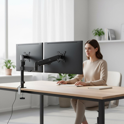 Mbajtëse dyfishe monitorësh Maclean MC-136, 17"-32", 2-10 kg, e zezë