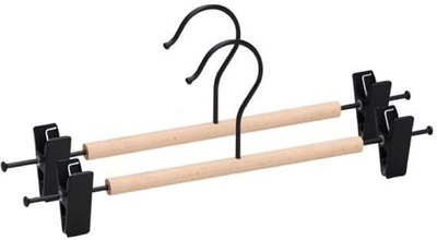 Varëse rrobash Domoletti Metal Hanger Wood, shufër druri, set 2 copë, e zezë