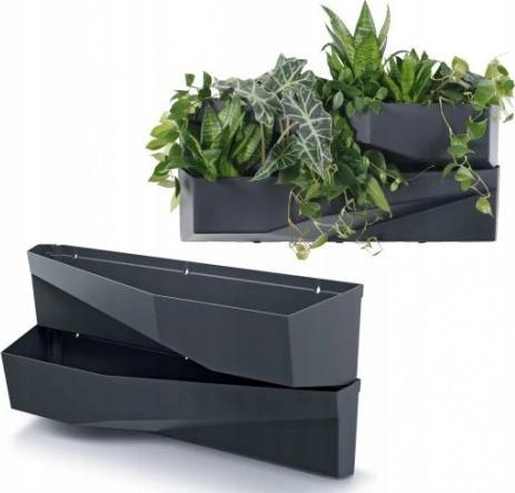 Stativ për lule Prosperplast Flower Stand Vertical Garden 4 Set, 2 module, plastikë rezistente, antracit