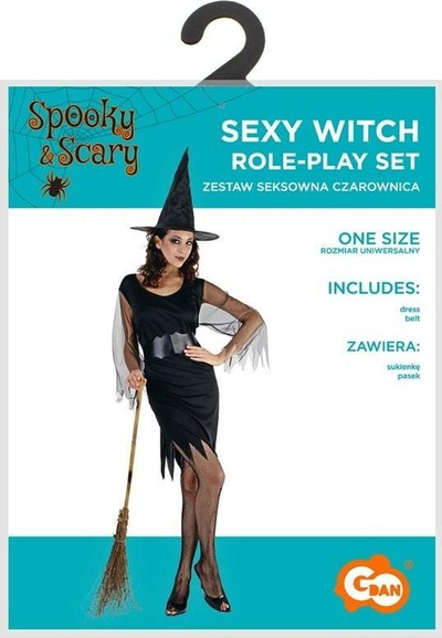 Kostum magjistare për të rritur GoDan Sexy Witch, njëpërmasor, i zi