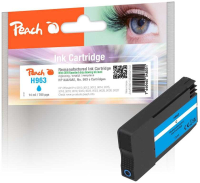 Patronë boje Peach HP 963C, blu Cyan, zëvëndëson HP 963C 3JA23AE, për HP OfficeJet Pro 9010