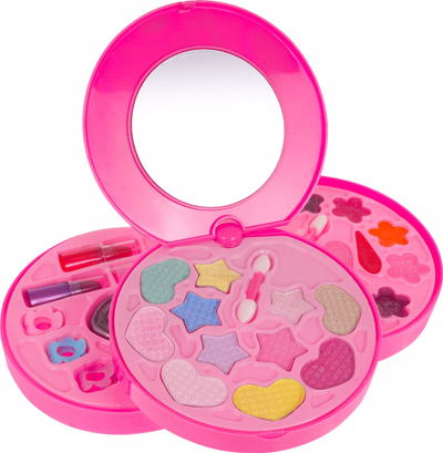 Set grimi për kalamaj Chez Ninio Pretty in Pink Palette, me pasqyrë, kuti lule, rozë