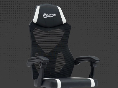 Karrige gaming Canyon Flow MCH01, rrjetë, deri 120kg, e zezë e bardhë