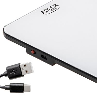 Peshorja e kuzhinës Adler AD 3177, 10 kg, USB-C, e bardhë
