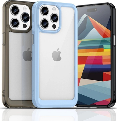 Mbulesë mbrojtëse Outer Space për iPhone 15 Pro Max, kornizë fleksibile, e tejdukshme e zezë