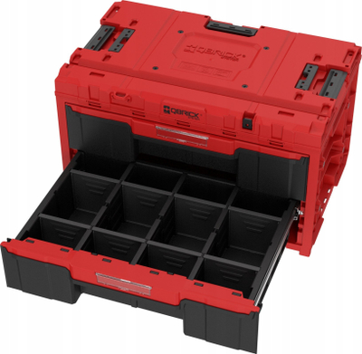 Set kuti veglash Qbrick System One 2.0 Drawer 2 Plus Expert, 2 sirtarë, modulare, e kuqe