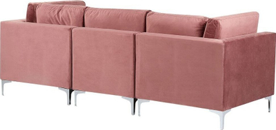 Divan modular Beliani Evja, 3 ulëse, kadife rozë