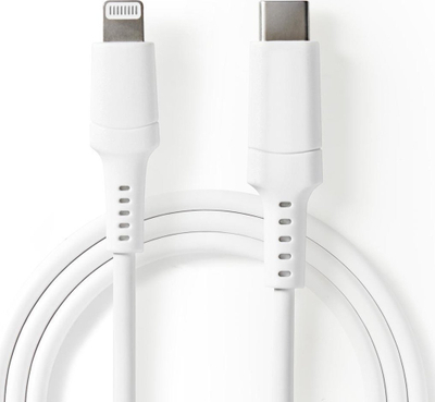 Кабел за полнење Nedis USB-C во Lightning, 1m, ултра флексибилен силикон, MFi, бел