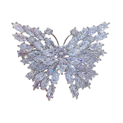 Karficë për femra Troli Glittering Butterfly, e argjendtë