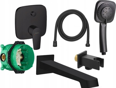 Bateri e fshehtë për vaskë Hansgrohe Talis E 71745670, set dushi, e zezë mat