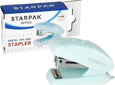 Kapesë letrash mini STARPAK 519783, 20 fletë, kapëse 24/6 26/6, blu pastel