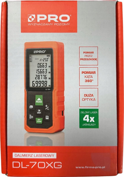 Matës distance me lazer DL-70XG PRO, rreze jeshile, 70m, IP54
