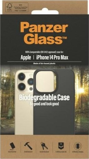Mbulesë telefoni PanzerGlass Biodegradable për iPhone 14 Pro Max, që s’i ha kollaj goditja, e zezë