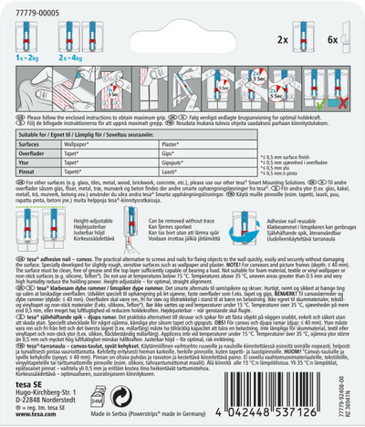 Gozhdë ngjitëse Tesa Adhesive Nail, mban deri 2 kg, rregullohet në lartësi, për tapete