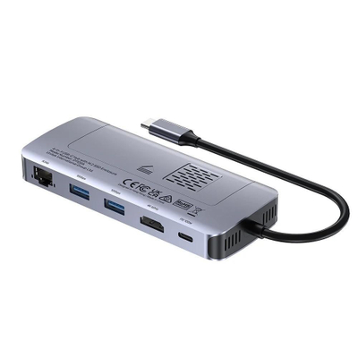 USB-C HUB Unitek 6 во 1, M.2 SSD куќиште, HDMI, PD 100W, сив