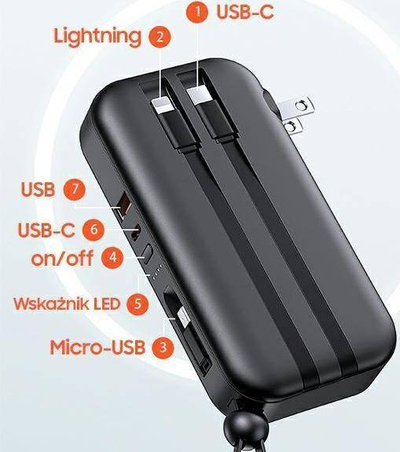 Powerbank Usams PB63 3in1, 10000mAh, 20W Quick Charge, i zi
