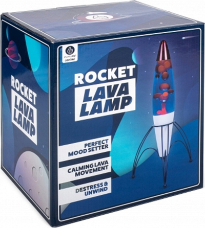 Llampë dekorative Thumbs Up Lava Lamp Retro Rocket, stil rakete, efekt lavë, blu me të kuqe