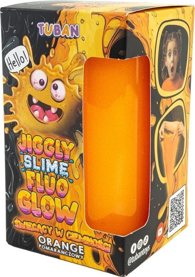 Slime lojë Tuban Jiggly, Fluo Glow, portokalli