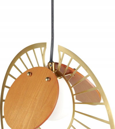 Lampë varëse Beliani Bargo, metal edhe dru, stil modern, ari mat