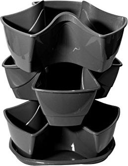 Vazo lulesh Prosperplast Coubi DKN3003-426U, set me 3 pjesë, 29.5 cm, grafit